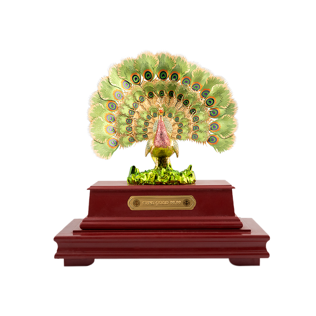 24KT Gold Foil Peacock Window Frame