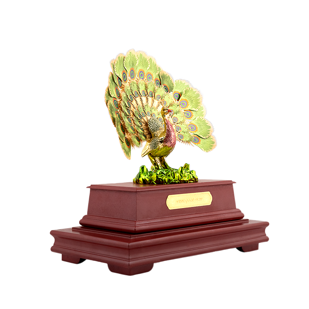 24KT Gold Foil Peacock Window Frame