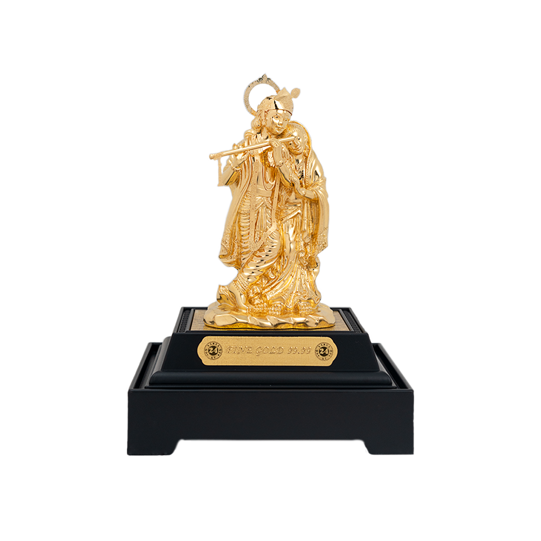 24KT Gold Foil Radha Krishna Window Frame