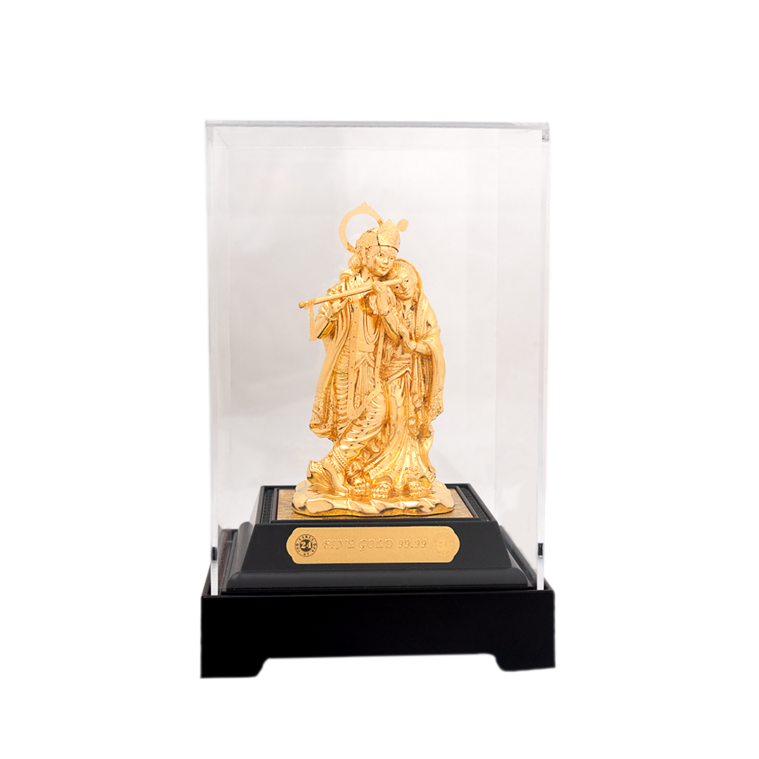 24KT Gold Foil Radha Krishna Window Frame