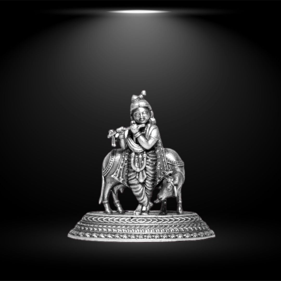 कैंड्रिन 925 कृष्णा गाय की 2डी मूर्ति के साथ