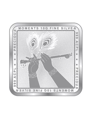 10 Gm Radha Krishna With Peacock 99.9 Silver Coin