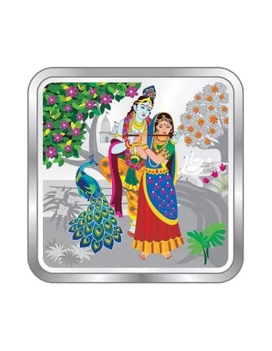 10 Gm Radha Krishna With Peacock 99.9 Silver Coin