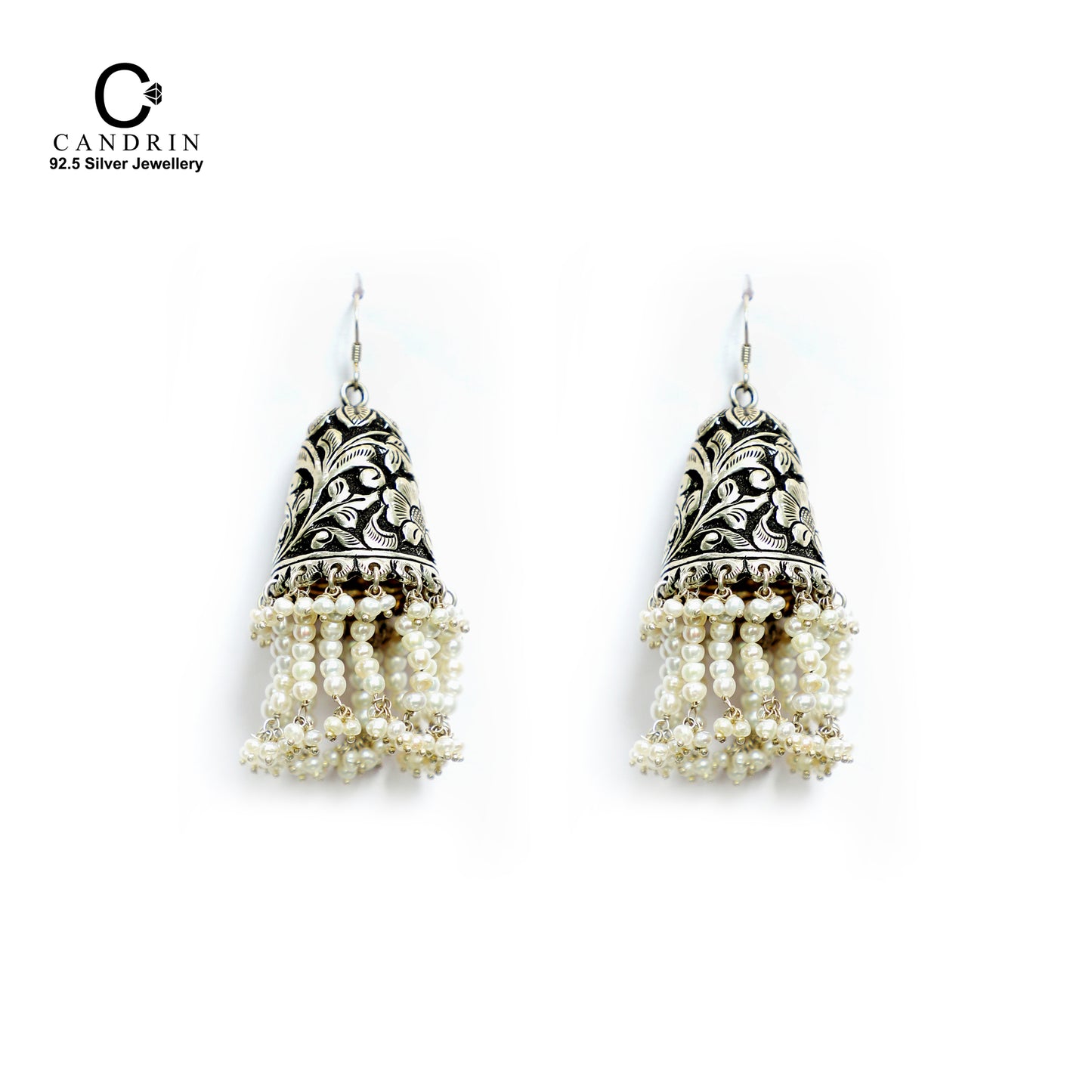 silver antique jewellery / flower carving earring / jhumki/ earring / carving earring