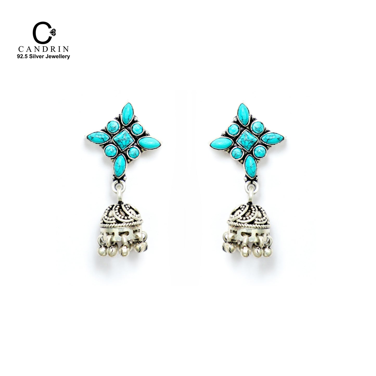 silver antique jhumki/ Turquoise jhumki earring/ 925 sterling silver/earrings