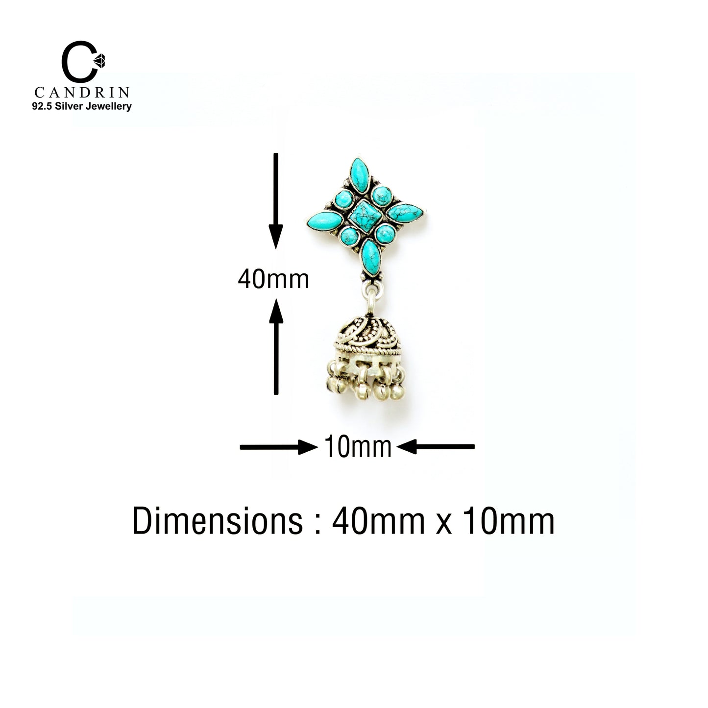 silver antique jhumki/ Turquoise jhumki earring/ 925 sterling silver/earrings