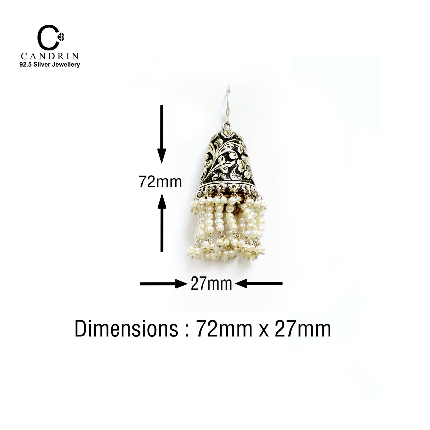 silver antique jewellery / flower carving earring / jhumki/ earring / carving earring