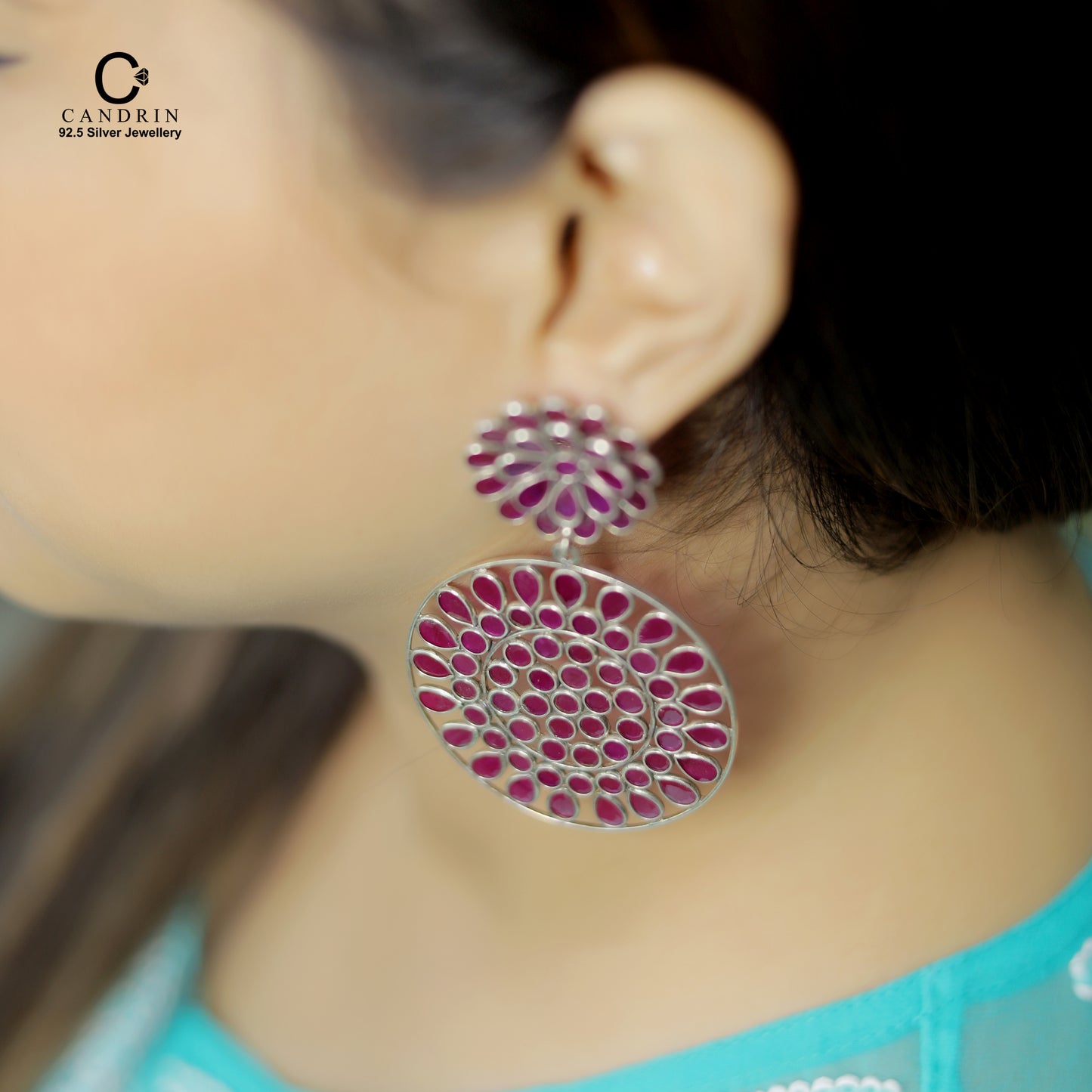 silver antique jewellery/ circler earring/ 925 sterling silver/
