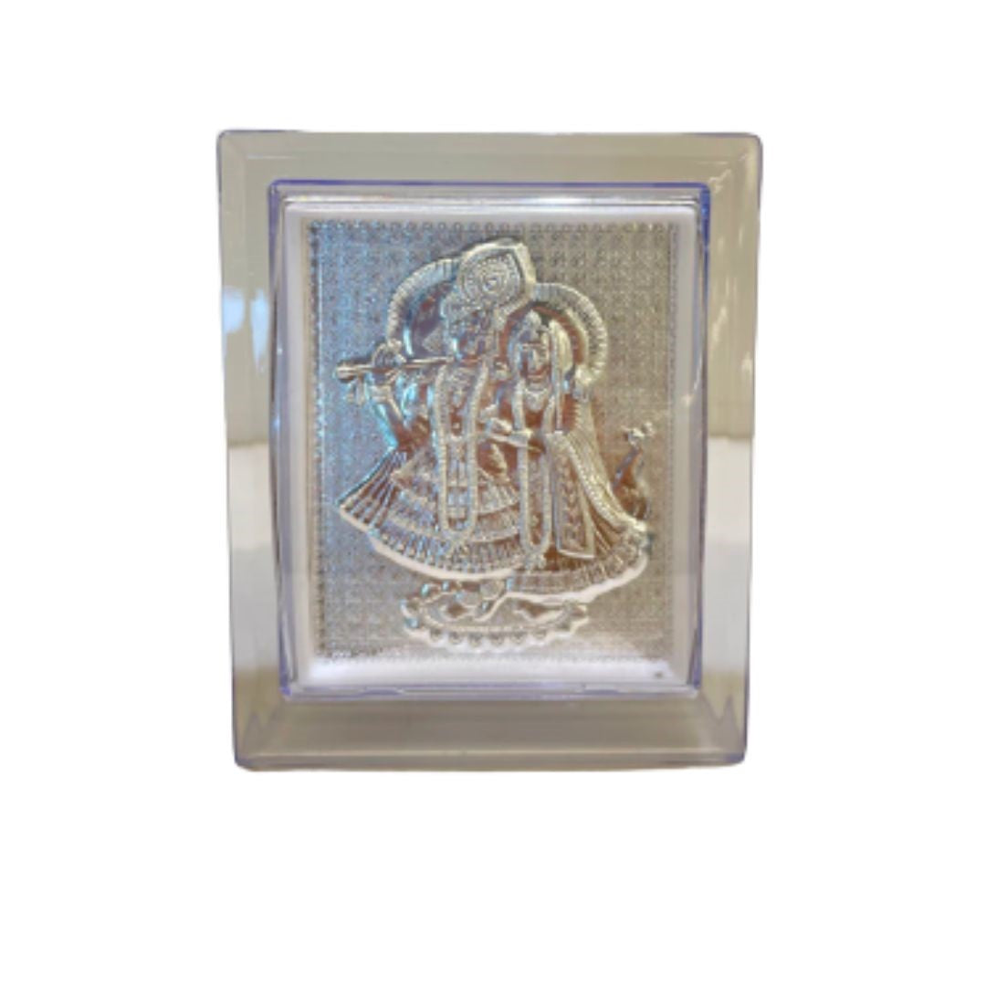 CANDRIN SILVER FRAME/ RADHA KRISHNA SILVER FRAME / RADHA KRIHSNA SILVER TABLE TOP / CANDRIN RADHA KRISHNA JI / SILVER FOIL FRAME/ RADAH KRISHNA JI / CANDRIN /SILVER FRAME / RK SILVER FRAME