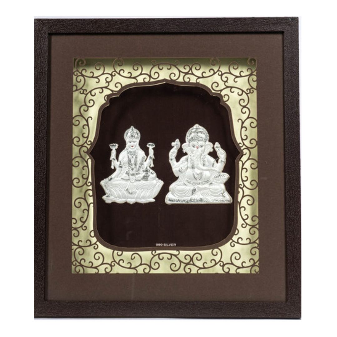 CANDRIN SILVER LED GOD FRAME / CANDRIN SILVER FRAME/ SILVER FRAME / LAXMI GANESH JI SILVER FRAME / CANDRIN LAXMI GANESH JI LED FRAME / SILVER FOIL LAXMI GANESH / CANDRIN /SILVER GOD FRAME / LAXMI GANESH JI SILVER FRAME WITH LED