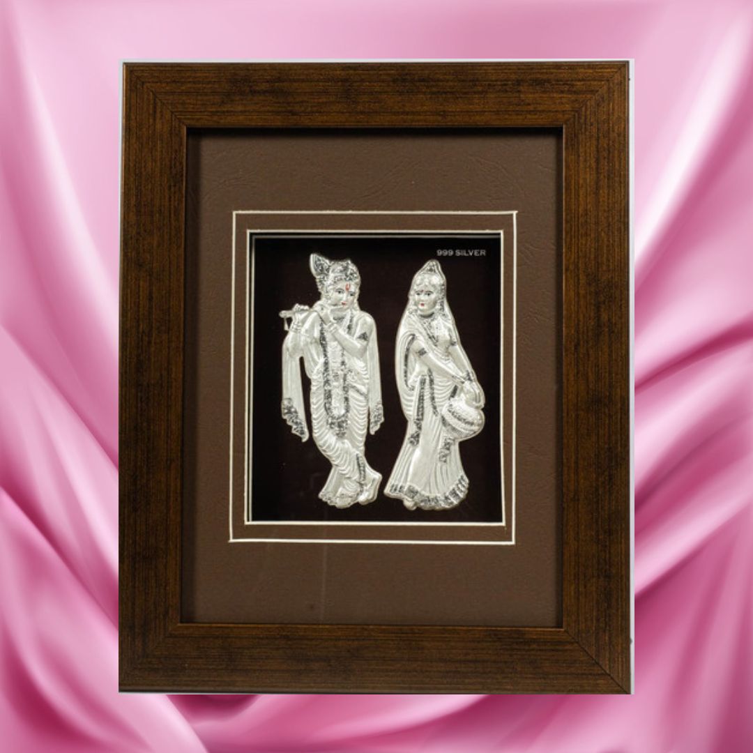 CANDRIN 999 SILVER FRAME RADHAKRISHNA LED FRAME / SILVER FOIL FRAME / SILVER GOD FRAME / KRISHNA SILVER FRAME/ RADHA SILVER LED FRAME / GOPAL JI FRAME FRAME