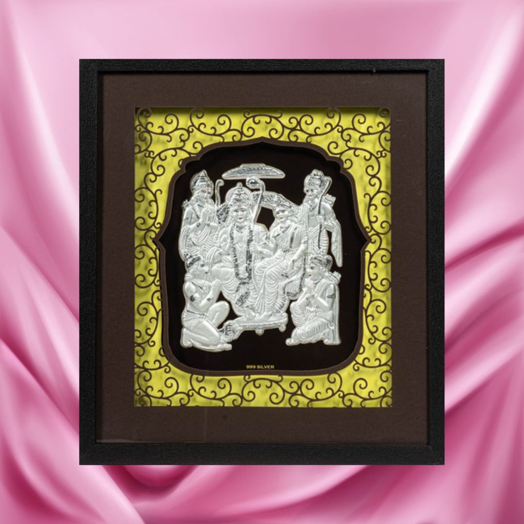 CANDRIN 999 RAMDARBAR SILVER FOIL FRAME / SIYA RAM JI SILVER FRAME / SITA RAM JI SILVER FRAME / GOD SILVER FRAME