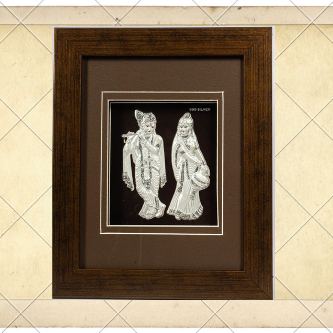 CANDRIN 999 SILVER FRAME RADHAKRISHNA LED FRAME / SILVER FOIL FRAME / SILVER GOD FRAME / KRISHNA SILVER FRAME/ RADHA SILVER LED FRAME / GOPAL JI FRAME FRAME