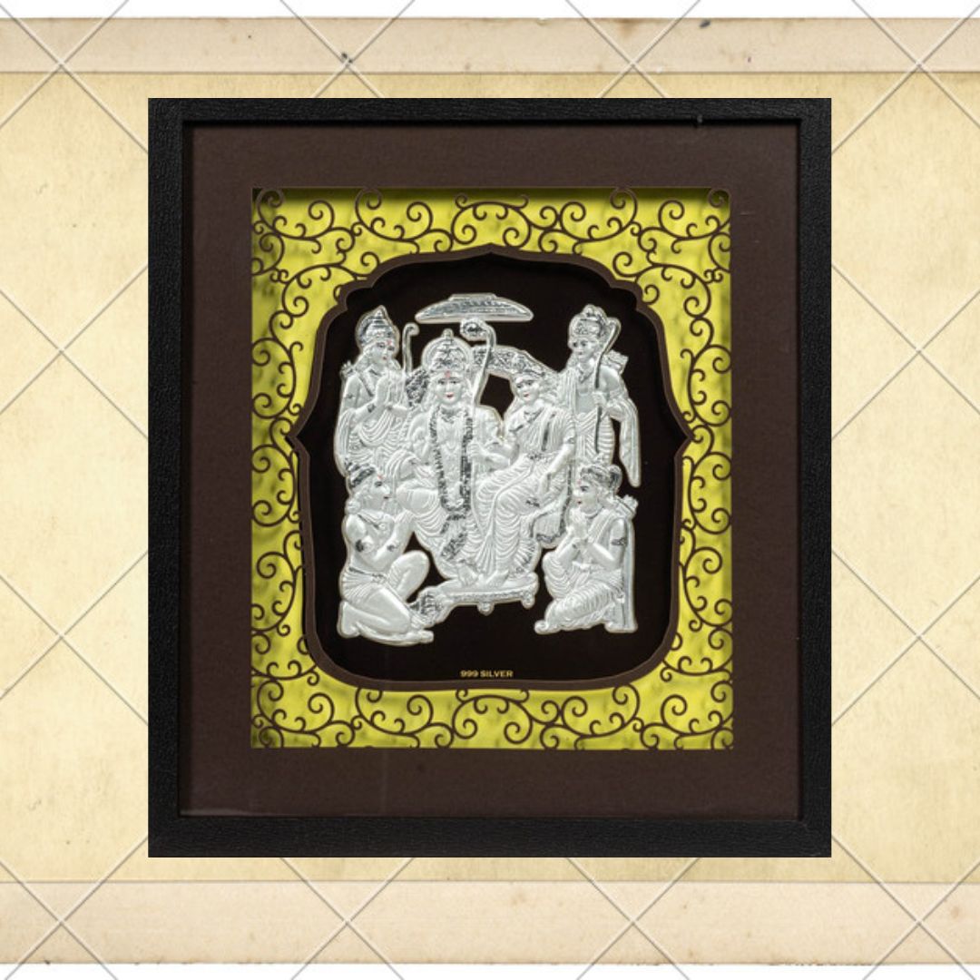 CANDRIN 999 RAMDARBAR SILVER FOIL FRAME / SIYA RAM JI SILVER FRAME / SITA RAM JI SILVER FRAME / GOD SILVER FRAME