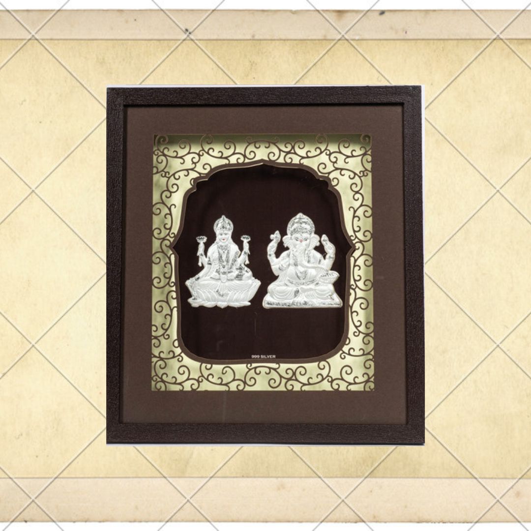 CANDRIN SILVER LED GOD FRAME / CANDRIN SILVER FRAME/ SILVER FRAME / LAXMI GANESH JI SILVER FRAME / CANDRIN LAXMI GANESH JI LED FRAME / SILVER FOIL LAXMI GANESH / CANDRIN /SILVER GOD FRAME / LAXMI GANESH JI SILVER FRAME WITH LED