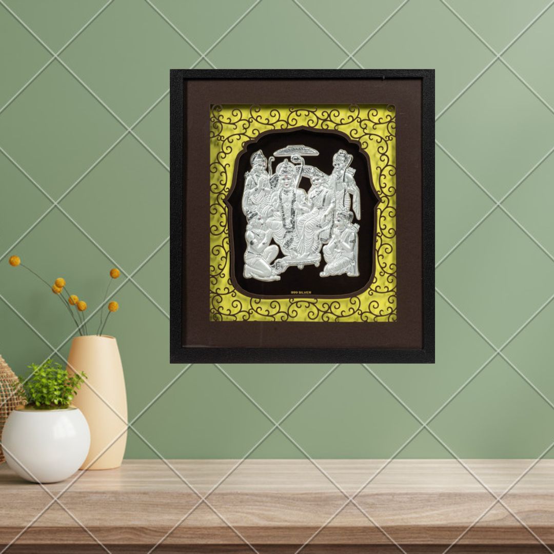 CANDRIN 999 RAMDARBAR SILVER FOIL FRAME / SIYA RAM JI SILVER FRAME / SITA RAM JI SILVER FRAME / GOD SILVER FRAME
