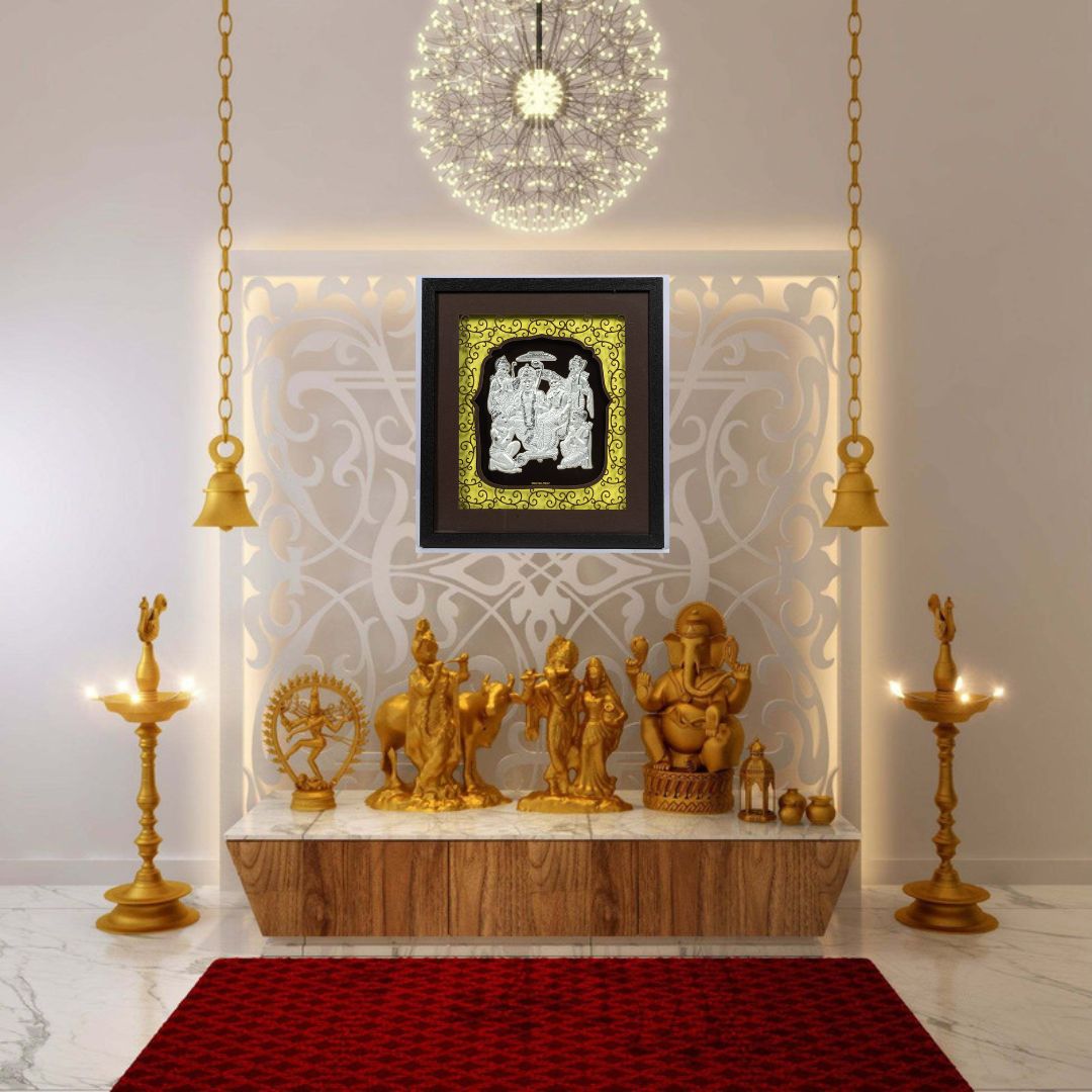 CANDRIN 999 RAMDARBAR SILVER FOIL FRAME / SIYA RAM JI SILVER FRAME / SITA RAM JI SILVER FRAME / GOD SILVER FRAME