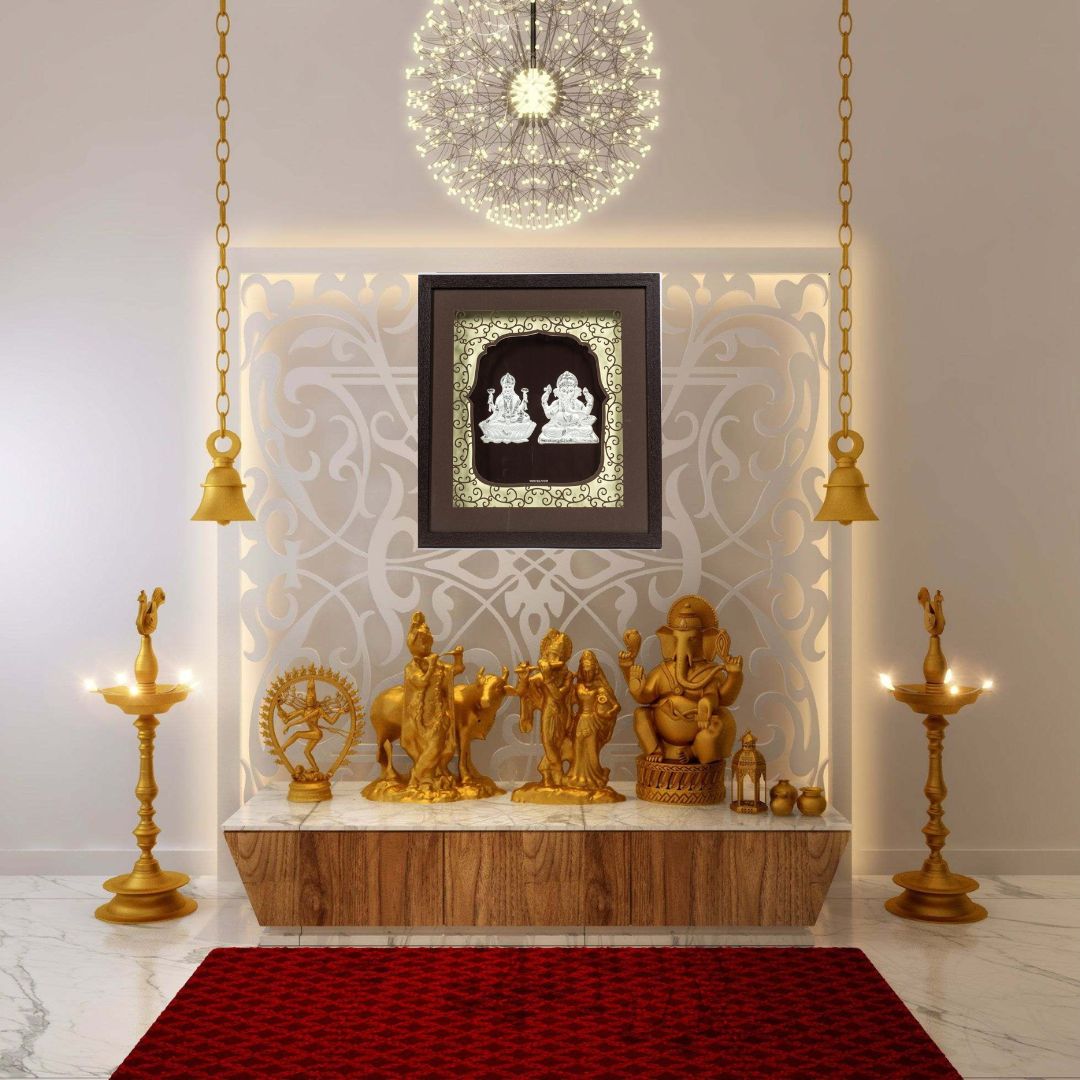 CANDRIN SILVER LED GOD FRAME / CANDRIN SILVER FRAME/ SILVER FRAME / LAXMI GANESH JI SILVER FRAME / CANDRIN LAXMI GANESH JI LED FRAME / SILVER FOIL LAXMI GANESH / CANDRIN /SILVER GOD FRAME / LAXMI GANESH JI SILVER FRAME WITH LED