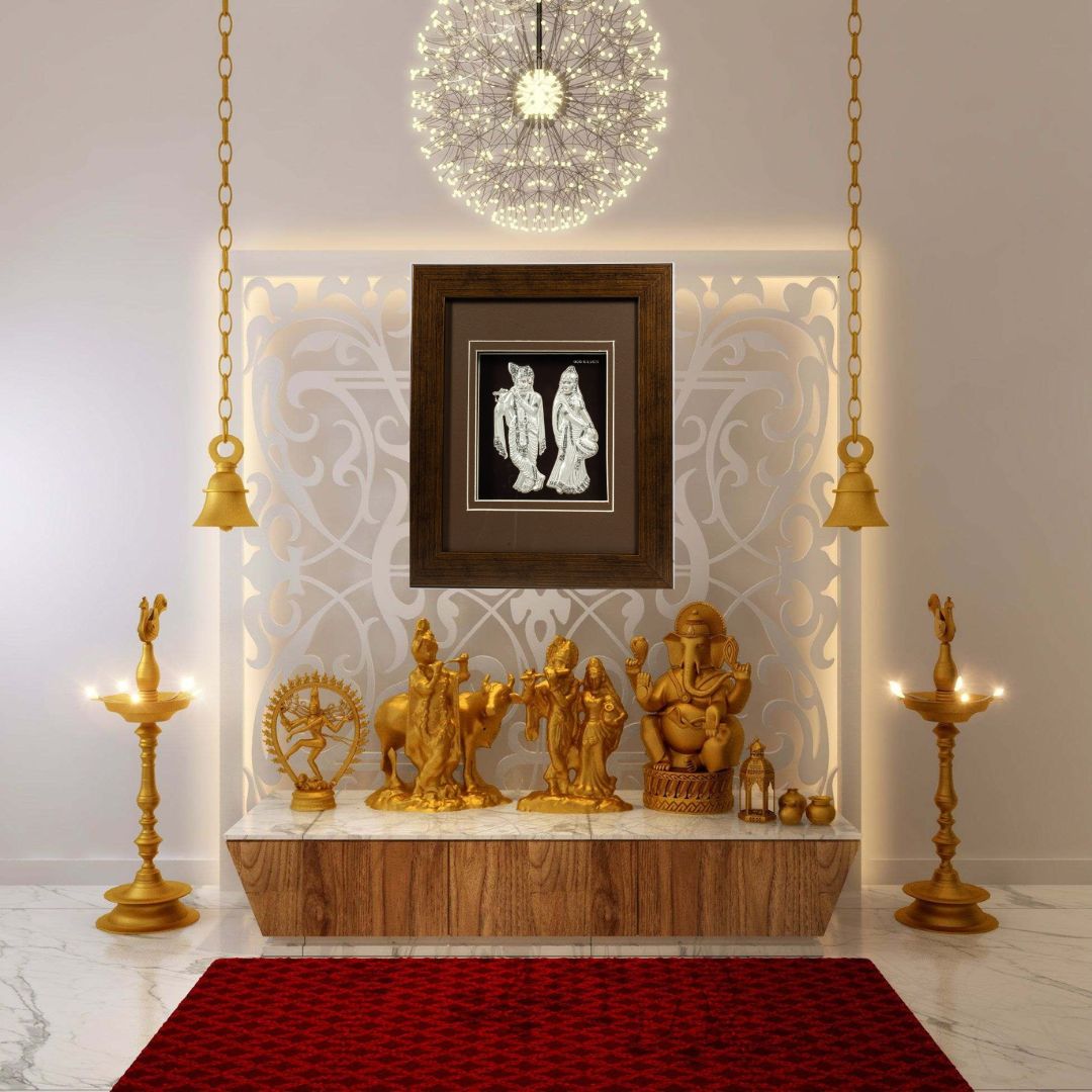 CANDRIN 999 SILVER FRAME RADHAKRISHNA LED FRAME / SILVER FOIL FRAME / SILVER GOD FRAME / KRISHNA SILVER FRAME/ RADHA SILVER LED FRAME / GOPAL JI FRAME FRAME