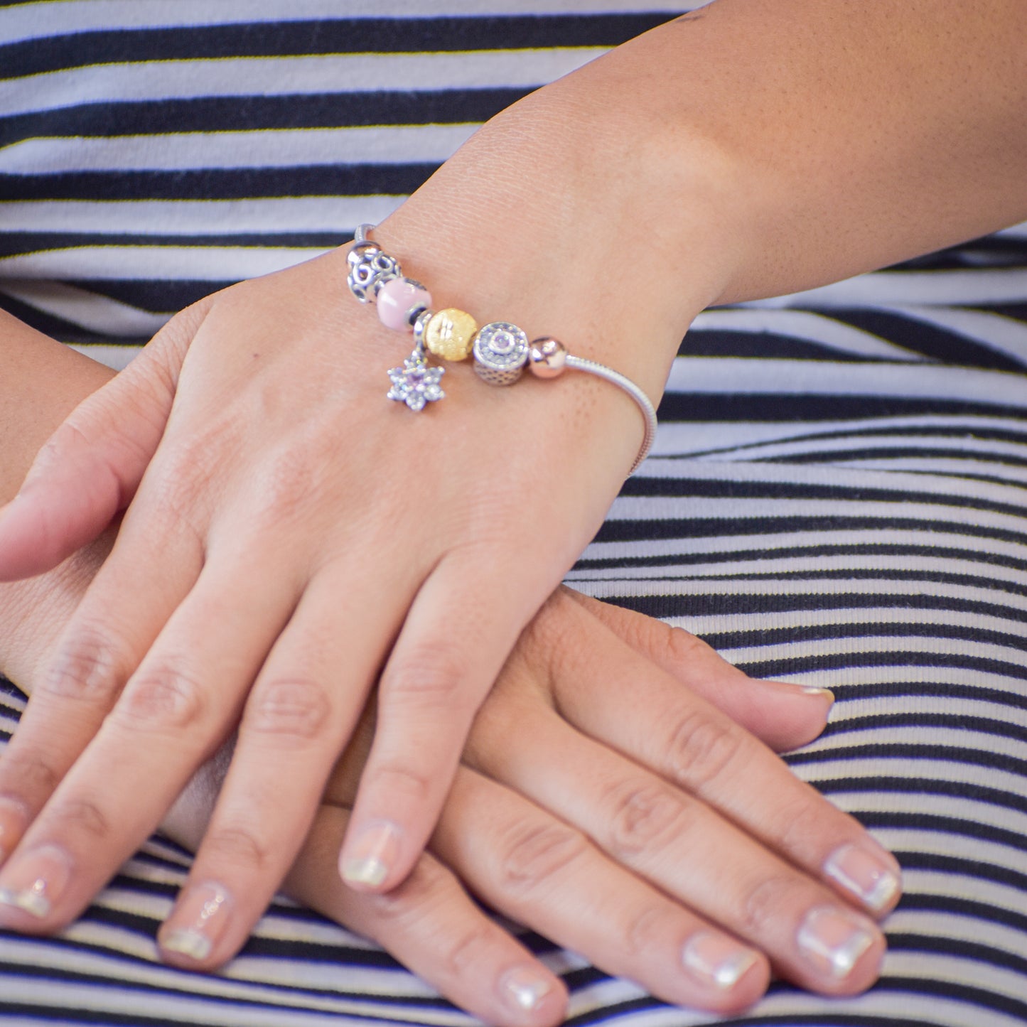 silver jewellery makers/ miriam candora/ 925 sterling silver bracelet/ charm bracelet/ star drop bracelet..