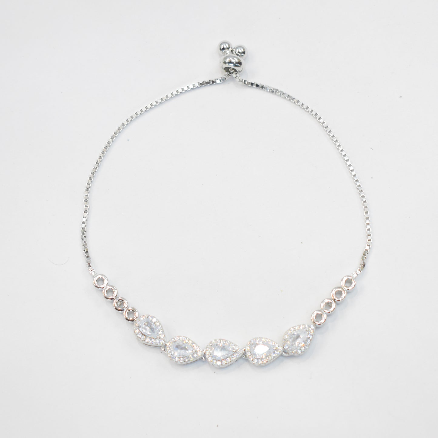 silver jewellery collection/ Hannah sterling silver bracelet/ white stone bracelet