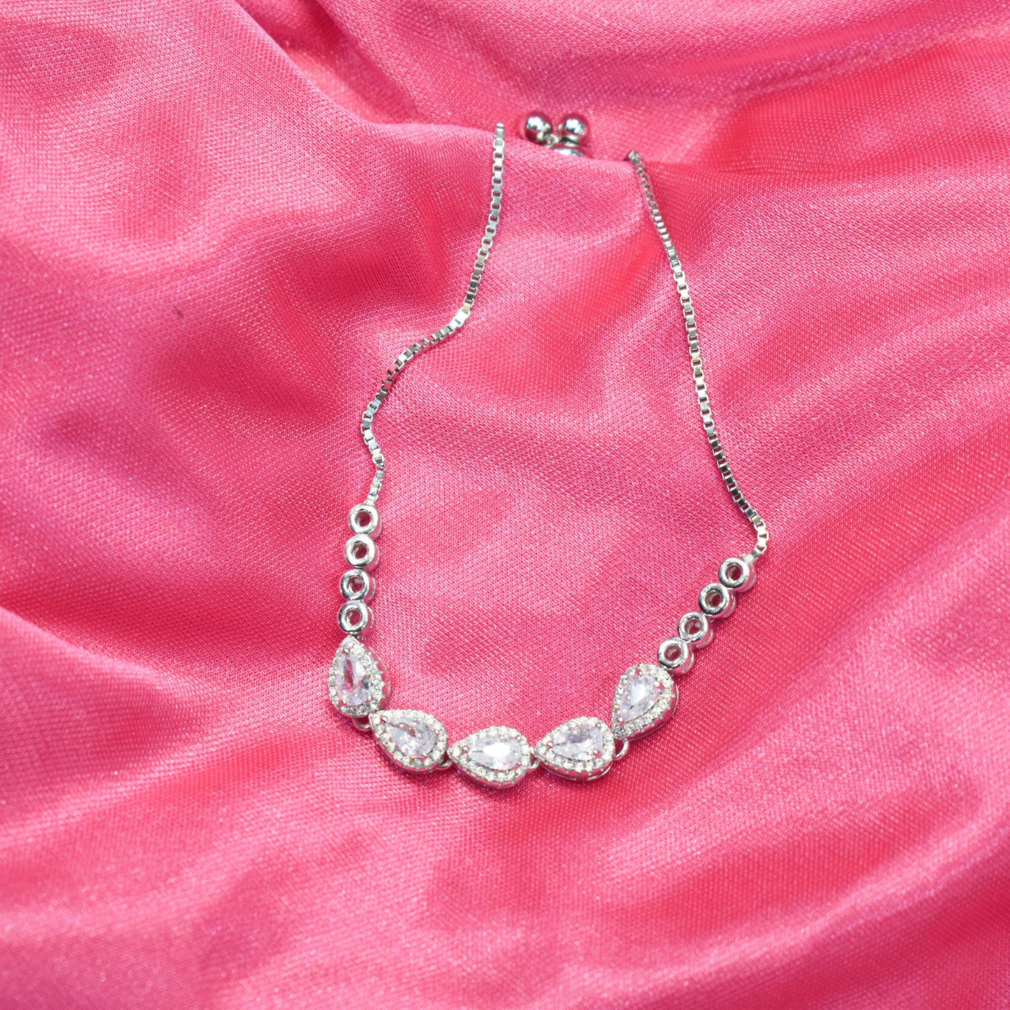 silver jewellery collection/ Hannah sterling silver bracelet/ white stone bracelet