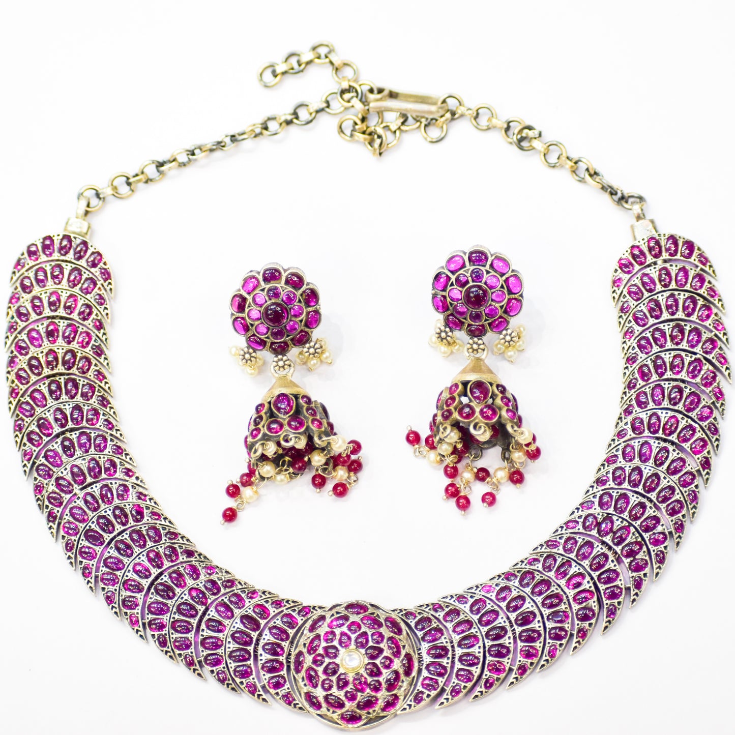 silver antique jewellery / zaylie necklace set / 925 sterling silver set/ antic silver necklace/