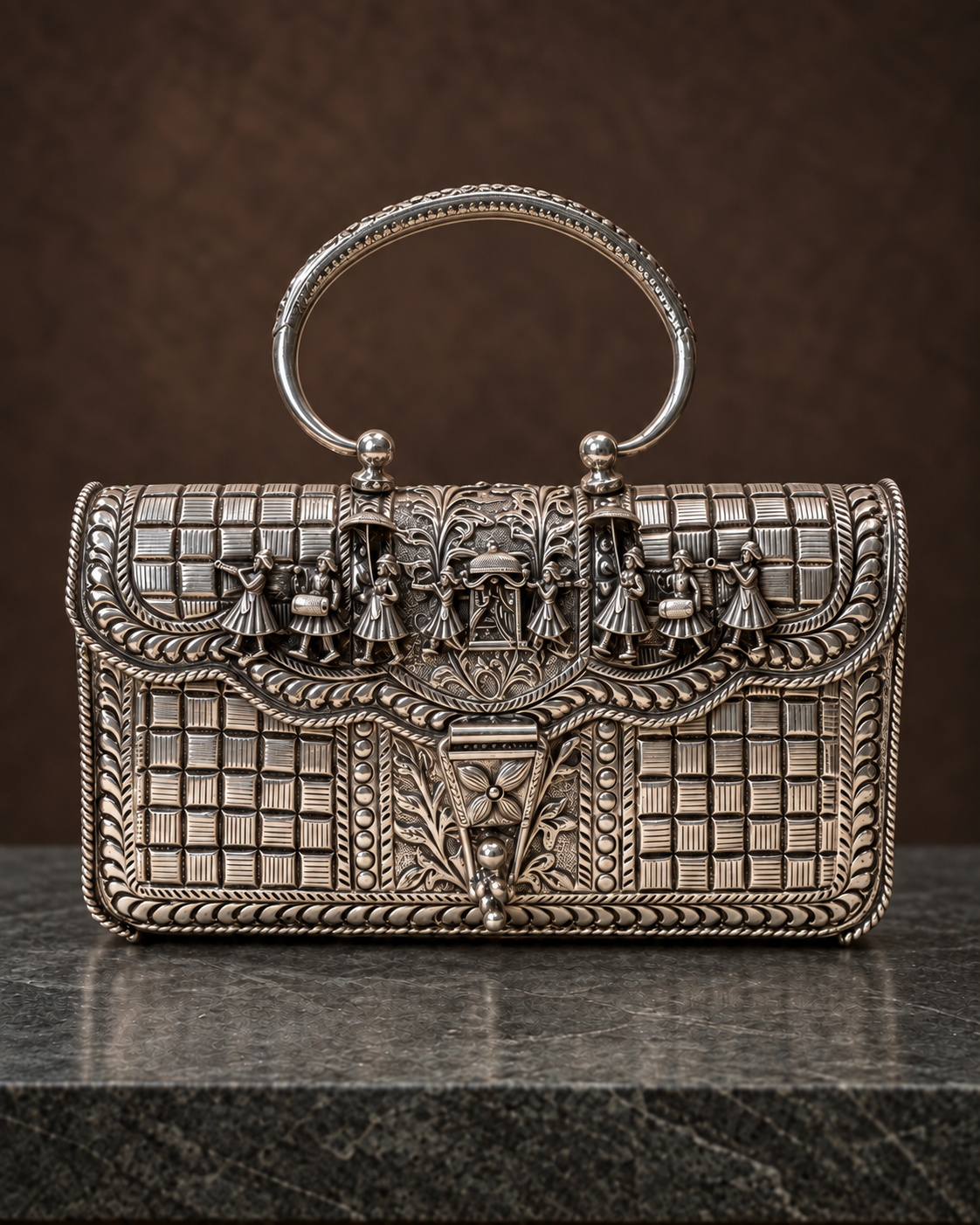 Baraat Silver Handbag - Front Studio View