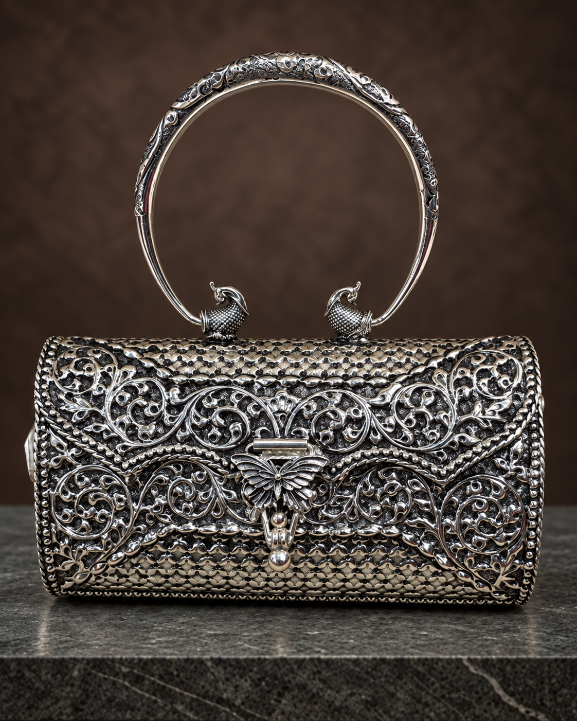 Vilas Silver Handbag - Front Studio View