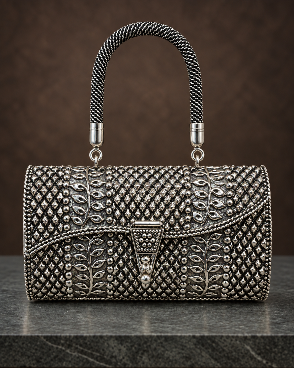 Bel Silver Handbag - Front Studio View