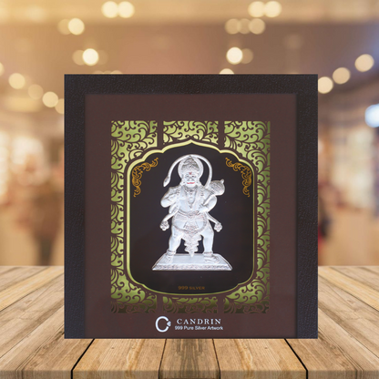 CANDRIN 999 SILVER FRAME HANUMAN JI LED FRAME / SILVER FOIL FRAME / SILVER GOD FRAME / BALA JI SILVER FRAME / SILVER LED FRAME / BALA JI FRAME / SILVER FOIL FRAME