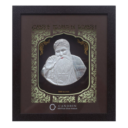 CANDRIN 999 GURU NANAK DEV JI SILVER FRAME / NANAK SHAEB JI SILVER FRAME / SILVER FOIL FRAME 