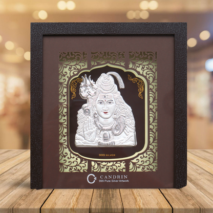 CANDRIN 999 SILVER FRAME SHIV JI LED FRAME / SILVER FOIL FRAME / SILVER GOD FRAME / NAMO SILVER FRAME