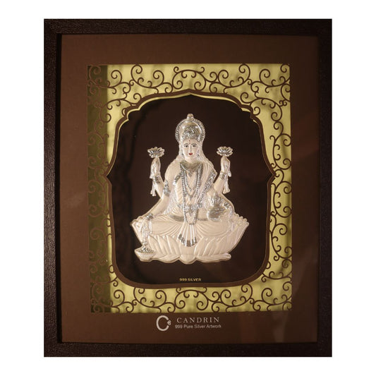 CANDRIN 999 SILVER FRAME LAXMI JI  LED FRAME / SILVER FOIL FRAME / SILVER GOD FRAME / LAXMI JI SILVER FRAME / SILVER LED FRAME / LAXMI JI  FRAME / SILVER FOIL FRAME