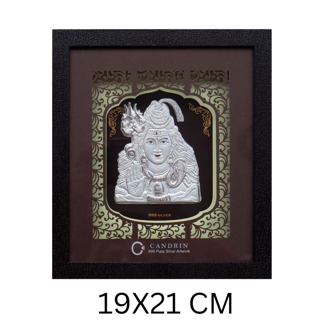 CANDRIN 999 SILVER FRAME SHIV JI LED FRAME / SILVER FOIL FRAME / SILVER GOD FRAME / NAMO SILVER FRAME