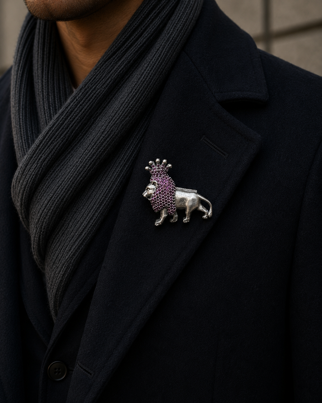 Royal Lion Silver Brooch