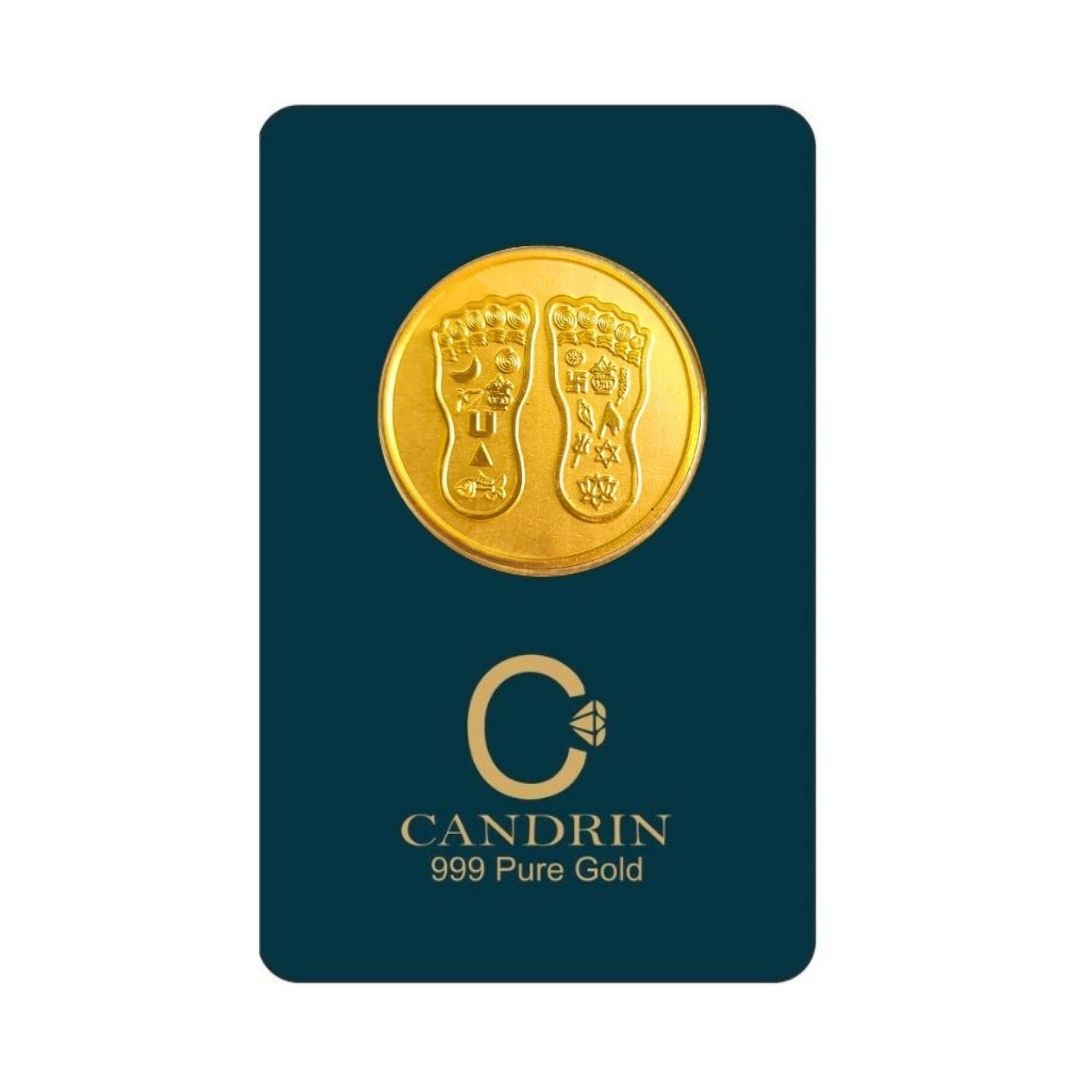 CANDRIN 999 GOLD CHARAN PADUKA COIN