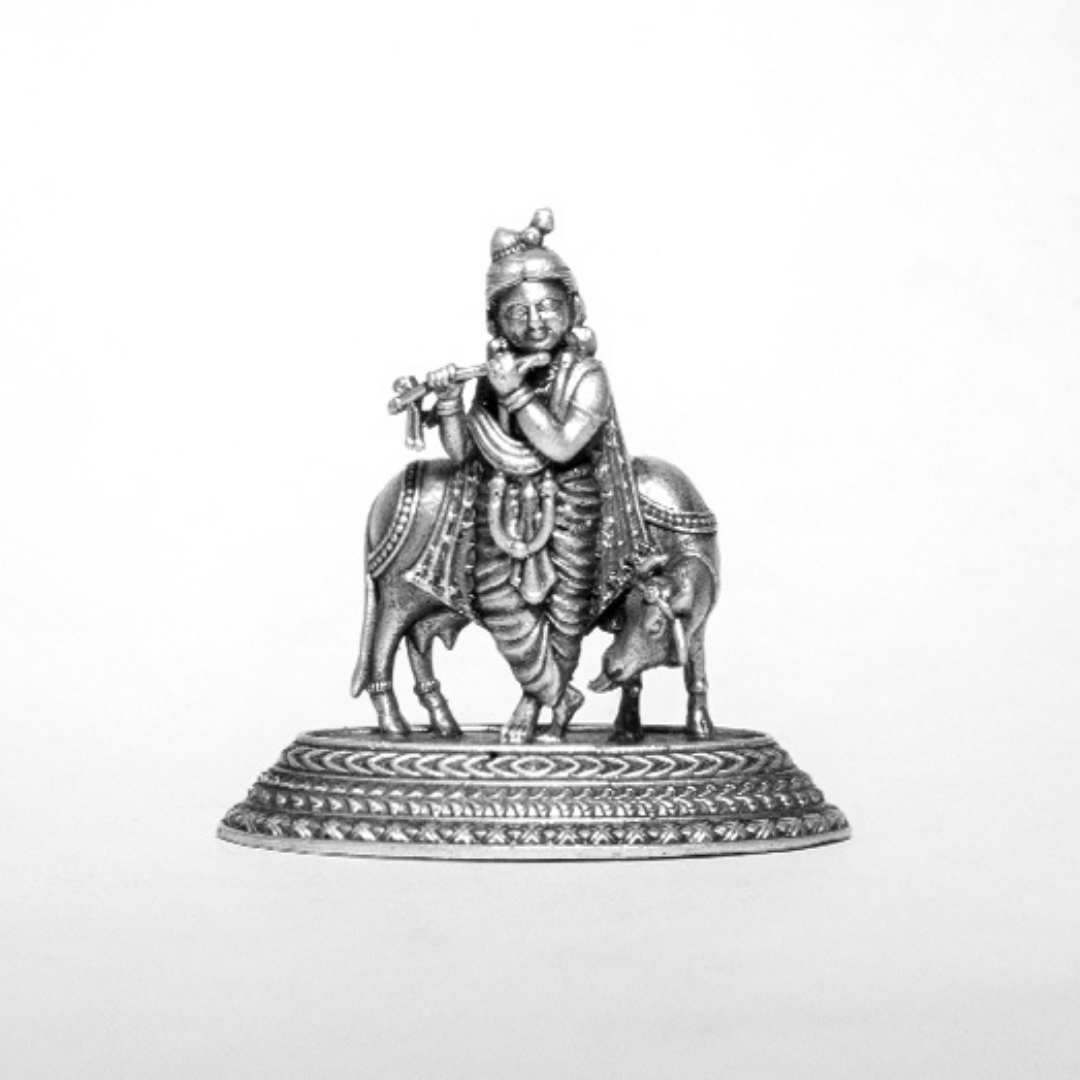 Candrin 925 Krishna With Cow 2D Idol