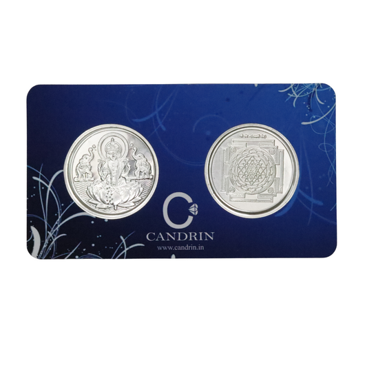 CANDRIN 999 SILVER 2GM LAXMI JI WITH SHRIYANTRA COIN