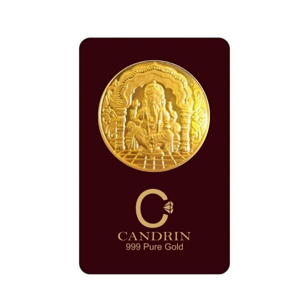 CANDRIN 999 GOLD GANESH JI COIN