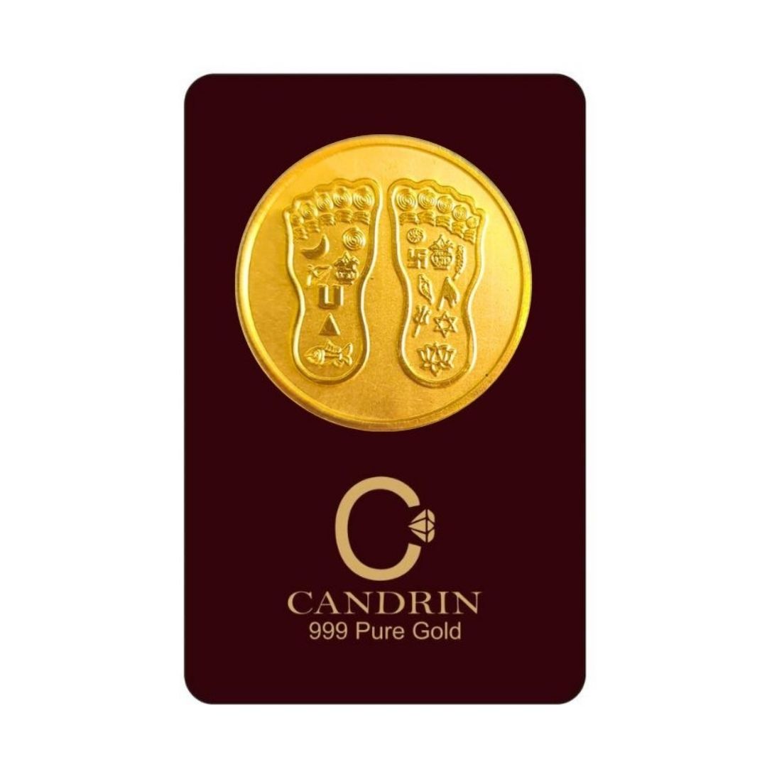 CANDRIN 999 GOLD CHARAN PADUKA COIN