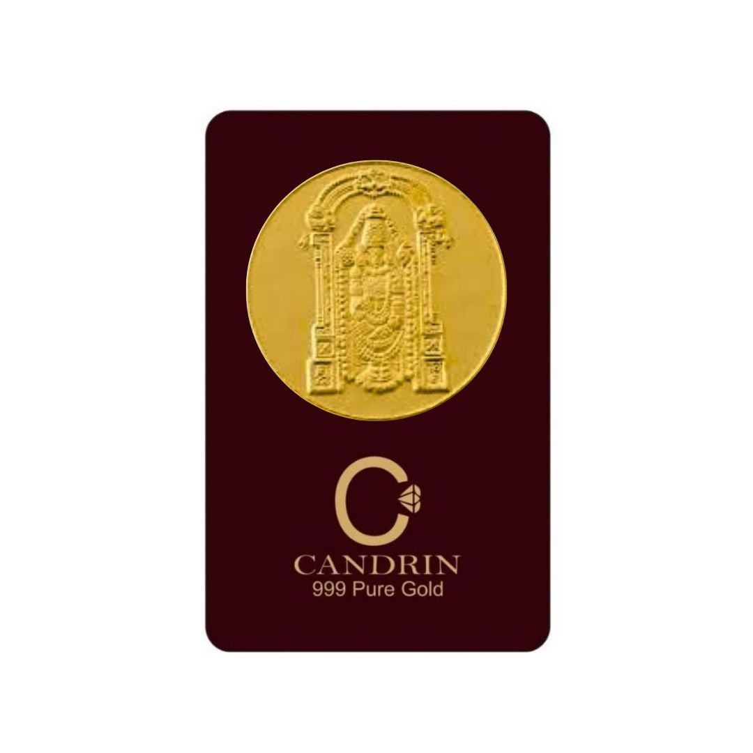 कैंड्रिन 999 स्वर्ण तिरूपति बालाजी सिक्का