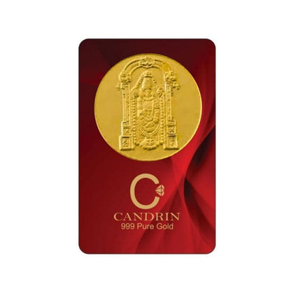 कैंड्रिन 999 स्वर्ण तिरूपति बालाजी सिक्का
