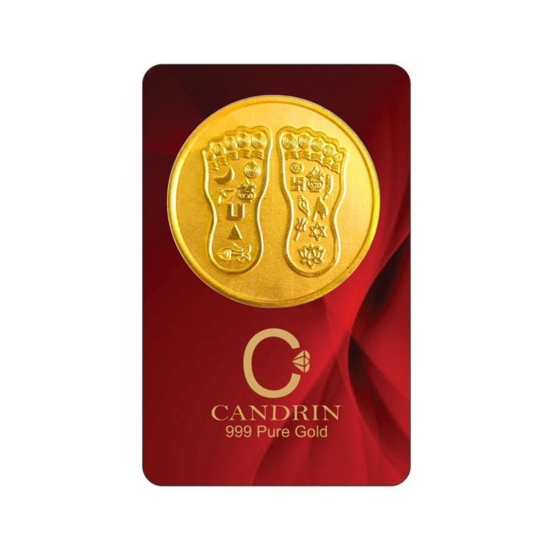 CANDRIN 999 GOLD CHARAN PADUKA COIN