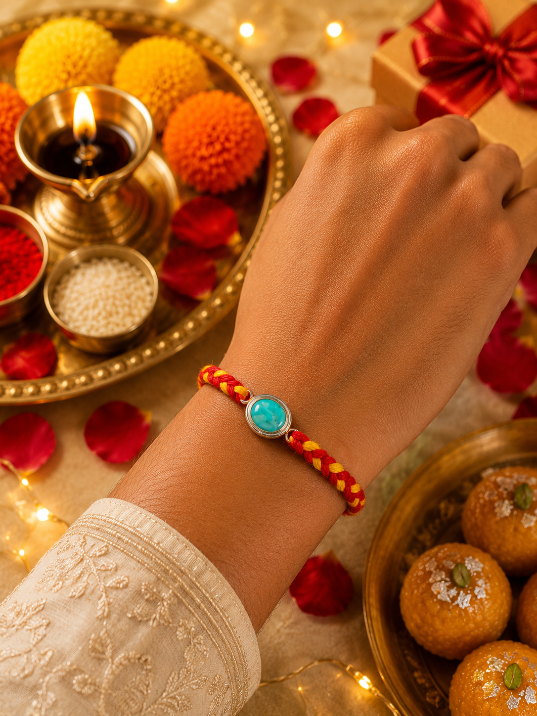 stone silver Rakhi