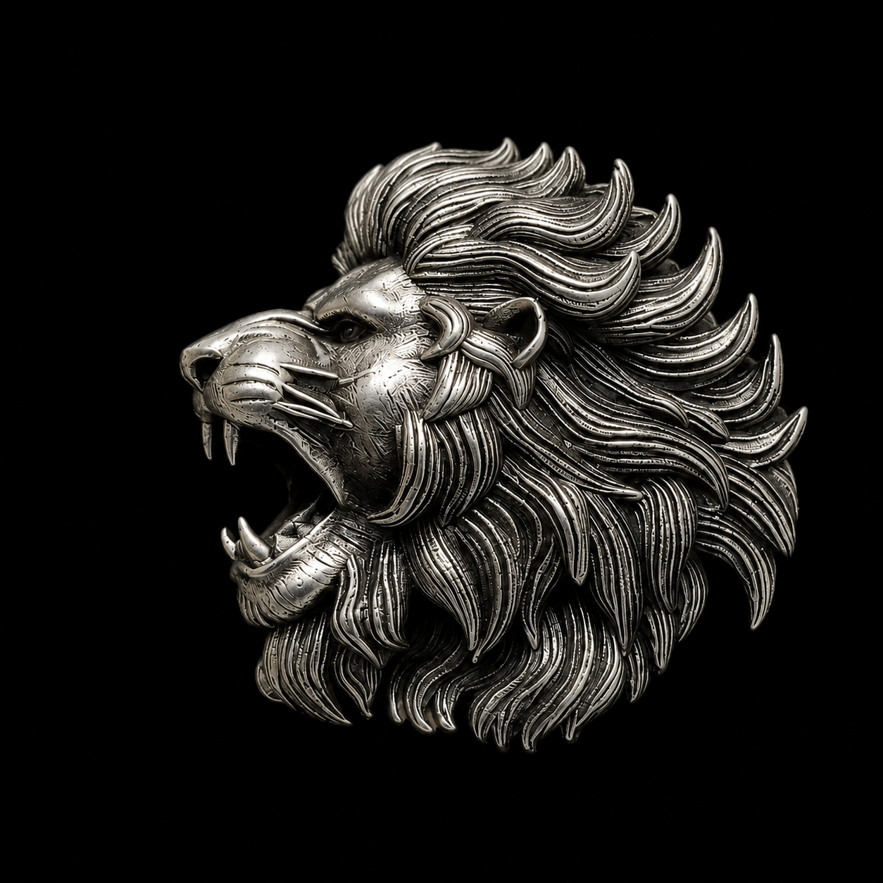 Roaring Lion Designer Brooch Pin – Antique Silver Finish