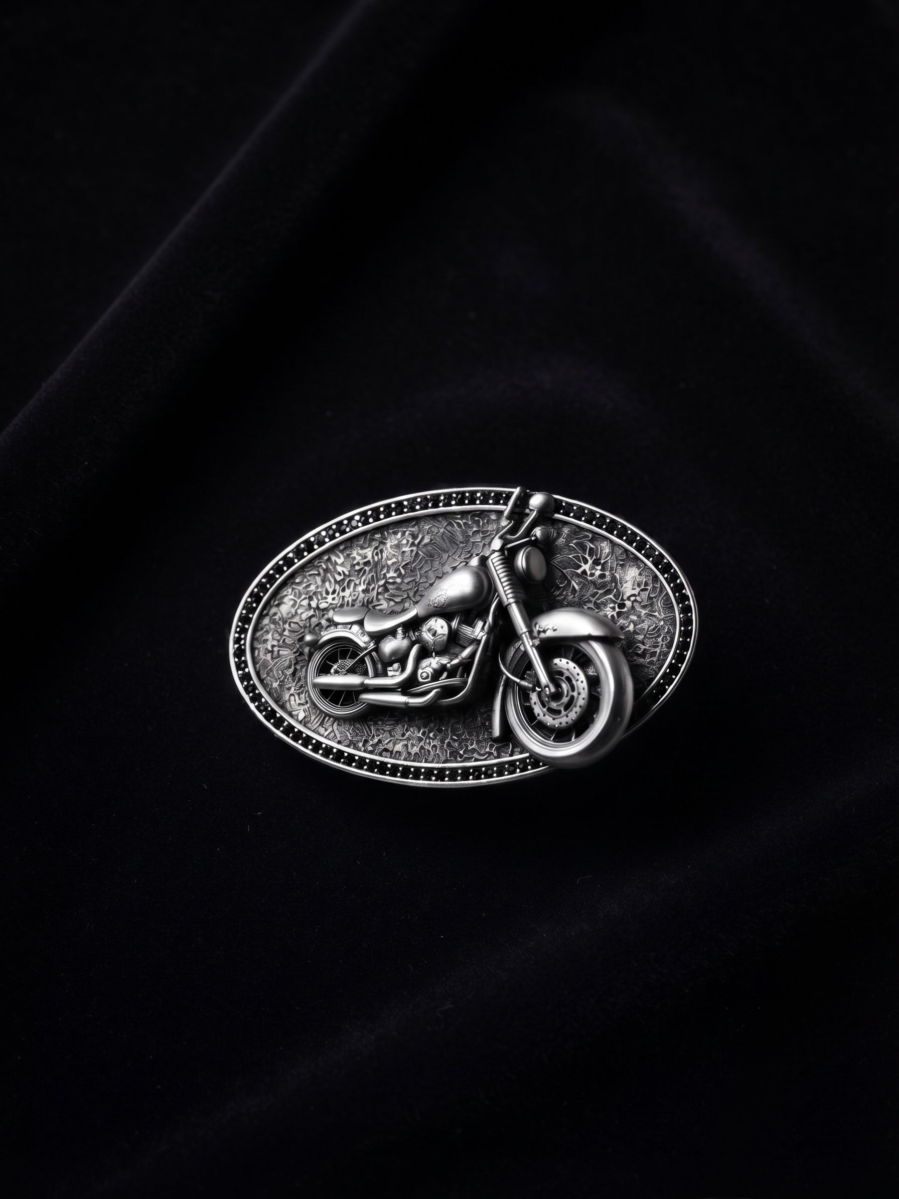 Classic Cruiser Motorcycle Antique Silver Finish Brooch