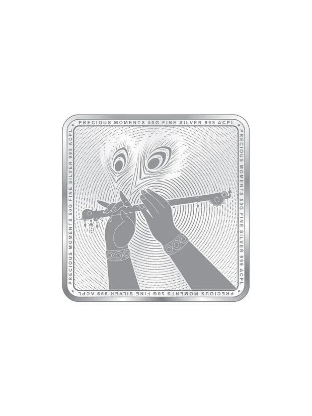 BIS Hallmarked Radha Krishna Square Silver Coin 999 Pure
