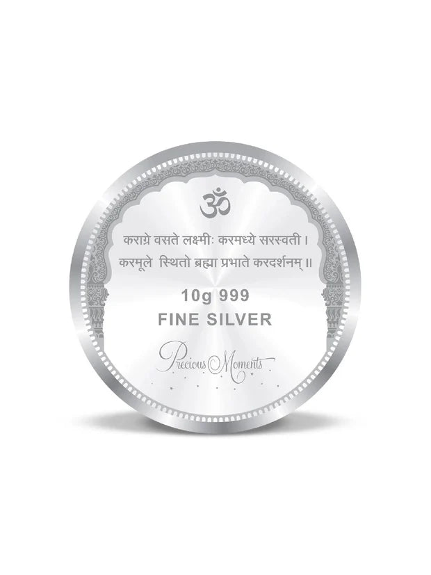 BIS Hallmarked Round Shape Laxmi ji Colour Silver Coin 999 Purity Akshay Tritiya