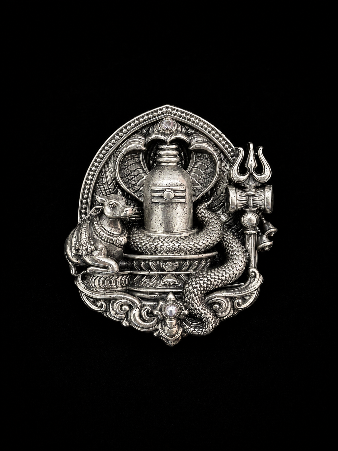 Silver Lord Shiva Shivling Brooch